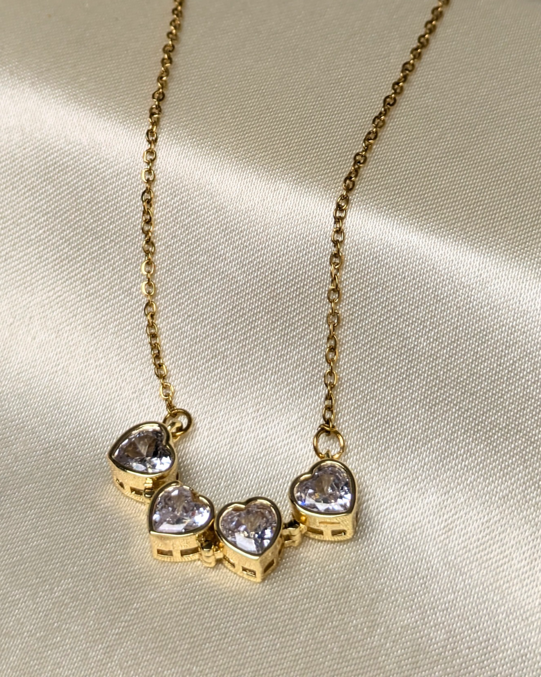 4-Pcs Diamond Heart Necklace