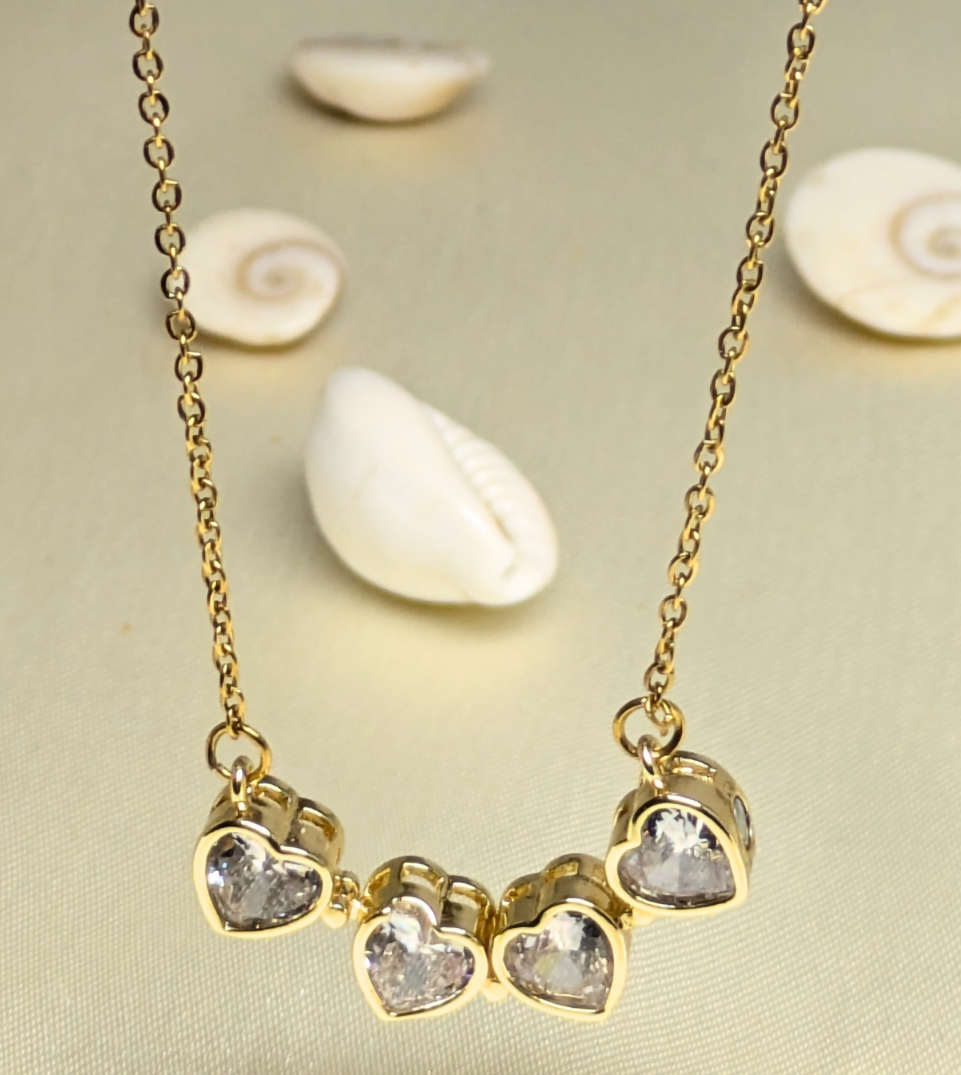 4-Pcs Diamond Heart Necklace