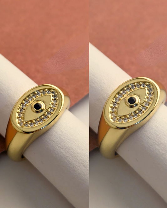 Evil Eye Signet Adjustable Ring