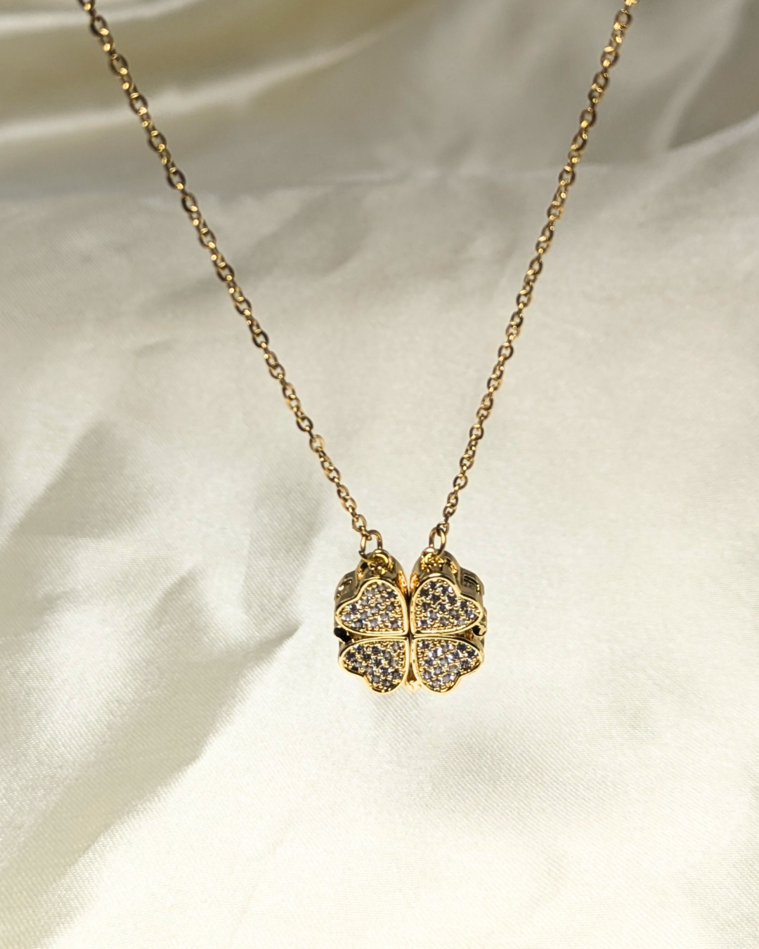 4-Pcs Diamond-Studded Heart Necklace